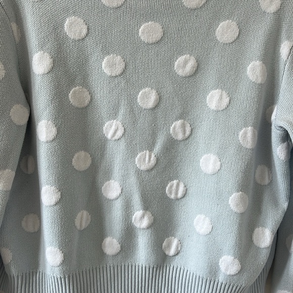 BCBGeneration Women's Polka Dot Cardigan Sweater, Baby Blue, S - Picture 4 of 7